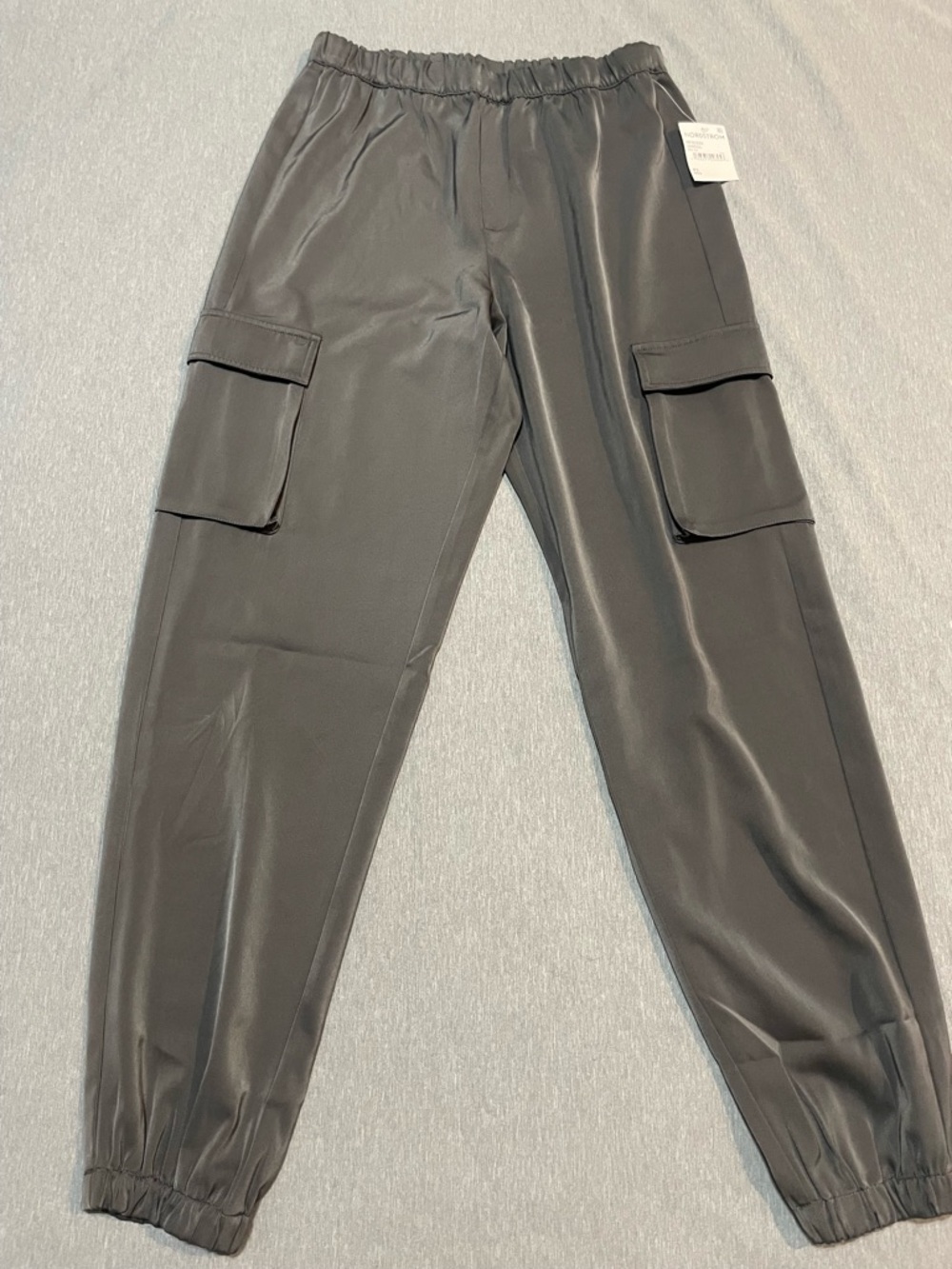 Splendid Satin Cargo Joggers Charcoal XS High Rise Luxe Athleisure Streetwear - Picture 3 of 12